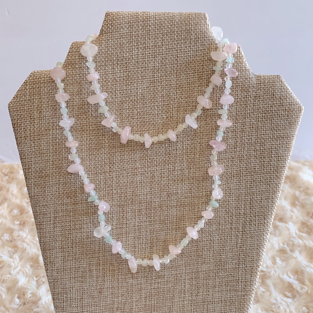 Pink Rose Quartz Gemstone Emotional & Spiritual Healing Necklace